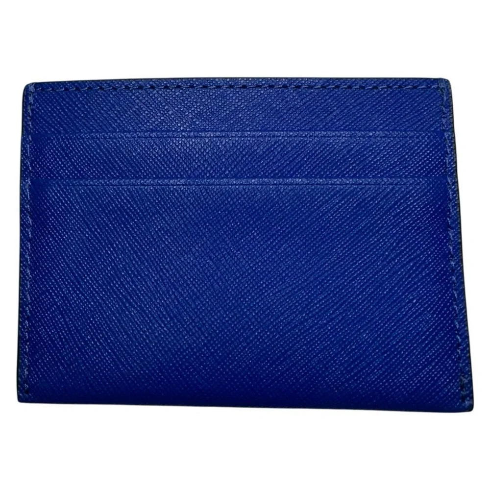 Tory Burch Royal Blue Leather Gold Logo 3 x 4 Card Holder